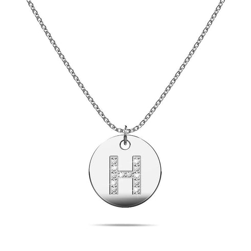 Initials Fabulous Alphabet Letter Necklace White Gold Layered Steel Jewellery